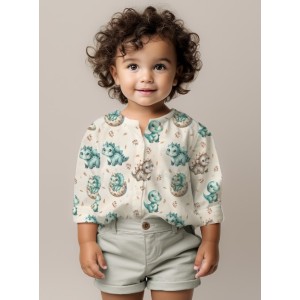  Tissu coton imprimé pour enfants Bébés Dinosaures Vert - Certifié Oeko-Tex® Mercerie des Princesses