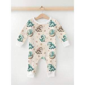  Tissu coton imprimé pour enfants Bébés Dinosaures Vert - Certifié Oeko-Tex® Mercerie des Princesses