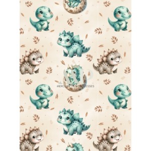  Tissu coton imprimé pour enfants Bébés Dinosaures Vert - Certifié Oeko-Tex® Mercerie des Princesses