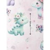  Tissu coton imprimé pour enfants Bébés Dinosaures Rose - Certifié Oeko-Tex® Mercerie des Princesses