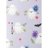  Tissu "Cute Halloween" – Motif fantômes mignons et fleurs sur fond lavande - Certifié Oeko-Tex® Mercerie des Princesses