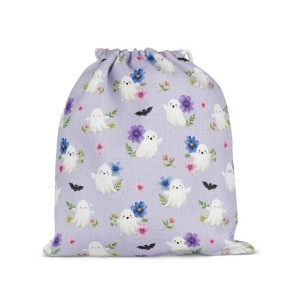  Tissu "Cute Halloween" – Motif fantômes mignons et fleurs sur fond lavande - Certifié Oeko-Tex® Mercerie des Princesses