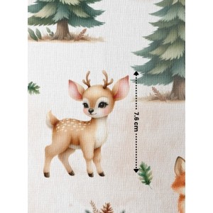  Tissu "Compagnons de la Forêt" – Motif animaux de la forêt sur fond naturel- Certifié Oeko-Tex® Mercerie des Princesses