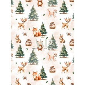  Tissu "Compagnons de la Forêt" – Motif animaux de la forêt sur fond naturel- Certifié Oeko-Tex® Mercerie des Princesses