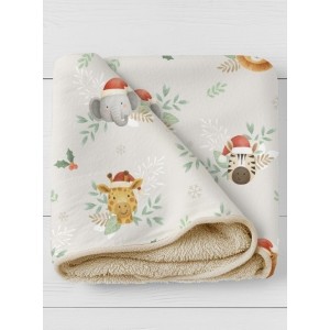  Tissu "Noel de la Savane" – Motif Animaux exotiques en fête- Certifié Oeko-Tex® Mercerie des Princesses