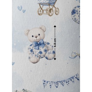  Tissu Toile De Jouy Baby Blue enfant Oeko-Tex® Mercerie des Princesses