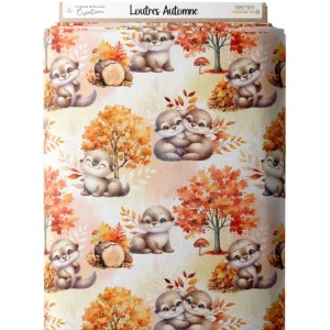 Tissu Loutres Automne enfant Oeko-Tex® Mercerie des Princesses