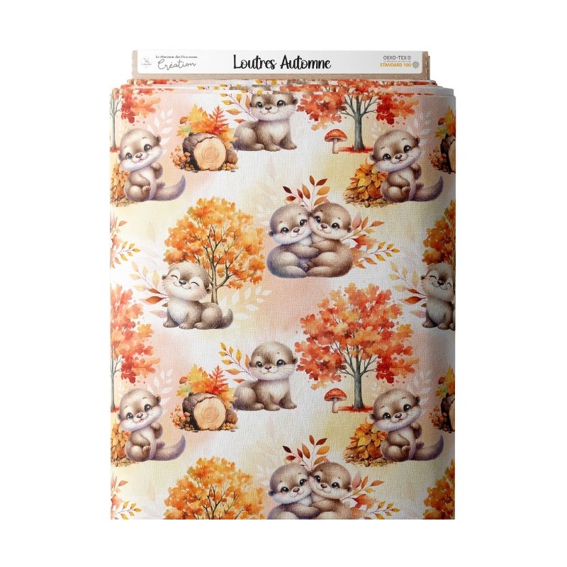 Tissu Loutres Automne enfant Oeko-Tex® Mercerie des Princesses