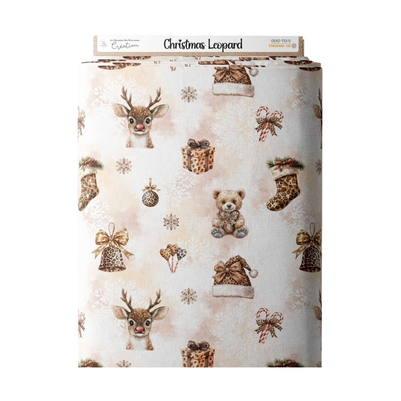Tissu Christmas Leopard enfant Oeko-Tex® Mercerie des Princesses