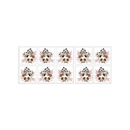 Panneau Lingettes tissu Panda Léopard – 10 lingettes lavables réutilisables bébé – coton Oeko-Tex couture facile