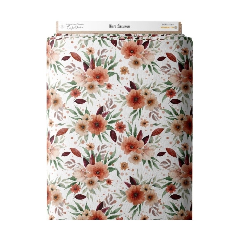 Tissu "Fleurs d’automne" – Élégance florale aux couleurs de saison Oeko-Tex® Mercerie des Princesses