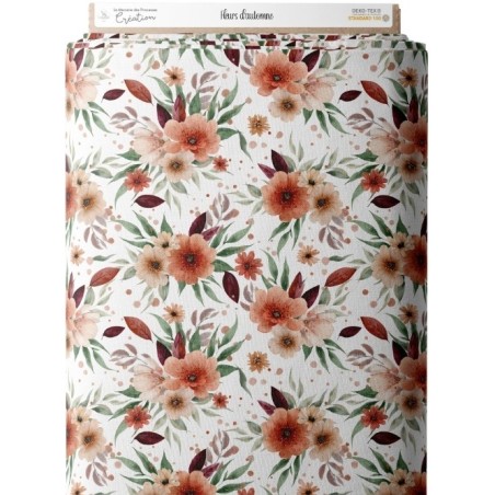 Tissu "Fleurs d’automne" – Élégance florale aux couleurs de saison Oeko-Tex® Mercerie des Princesses