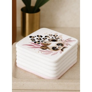 Panneau Lingettes tissu Panda Léopard – 10 lingettes lavables réutilisables bébé – coton Oeko-Tex couture facile