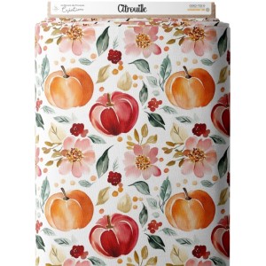 Tissu Citrouilles et Fleurs Oeko-Tex® Mercerie des Princesses