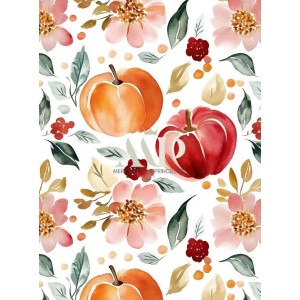  Tissu Citrouilles et Fleurs Oeko-Tex® Mercerie des Princesses