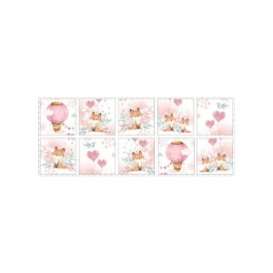 Panneau Lingettes tissu Lovely Fox Rose – 10 lingettes lavables réutilisables bébé – coton Oeko-Tex couture facile