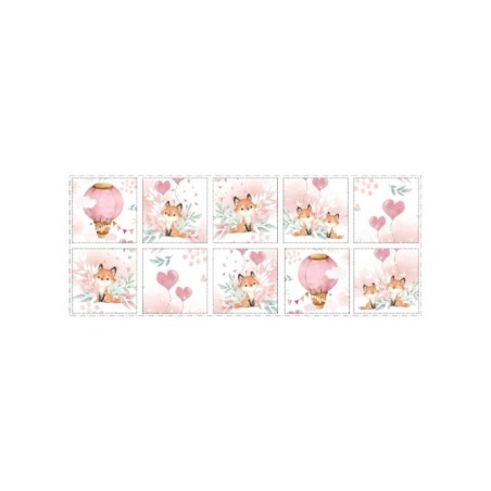 Panneau Lingettes tissu Lovely Fox Rose – 10 lingettes lavables réutilisables bébé – coton Oeko-Tex couture facile