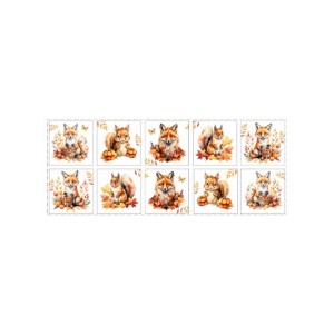 Panneau Lingettes tissu Renard et Ecureuil D'Automne – 10 lingettes lavables réutilisables bébé – coton Oeko-Tex couture facile