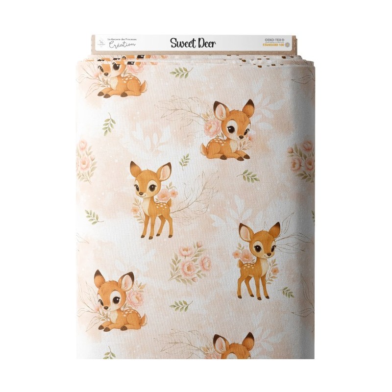 Tissu Sweet Deer motif animal de la forêt enfant Oeko-Tex® Mercerie des Princesses