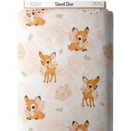 Tissu Sweet Deer motif animal de la forêt enfant Oeko-Tex® Mercerie des Princesses