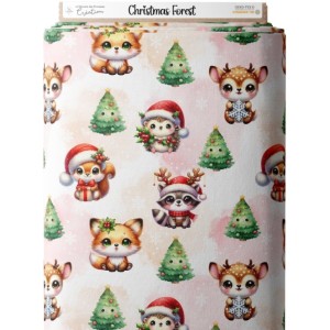 Tissu Christmas Forest motif animaux de la forêt enfant Oeko-Tex® Mercerie des Princesses