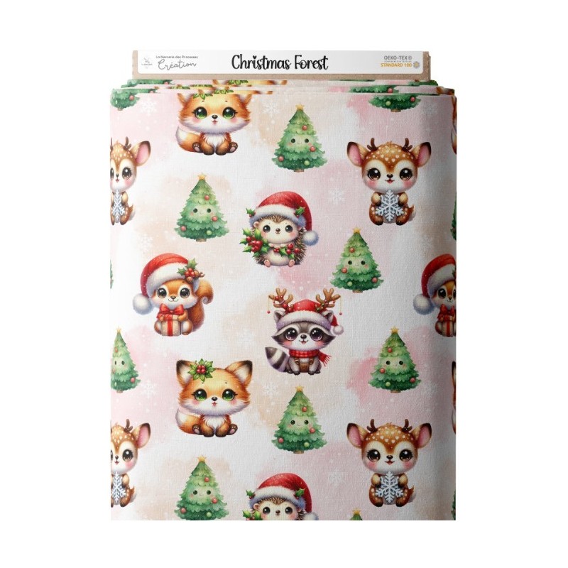 Tissu Christmas Forest motif animaux de la forêt enfant Oeko-Tex® Mercerie des Princesses