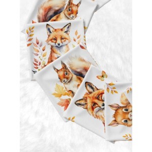 Panneau Lingettes tissu Renard et Ecureuil D'Automne – 10 lingettes lavables réutilisables bébé – coton Oeko-Tex couture facile