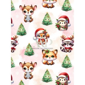  Tissu Christmas Forest motif animaux de la forêt enfant Oeko-Tex® Mercerie des Princesses