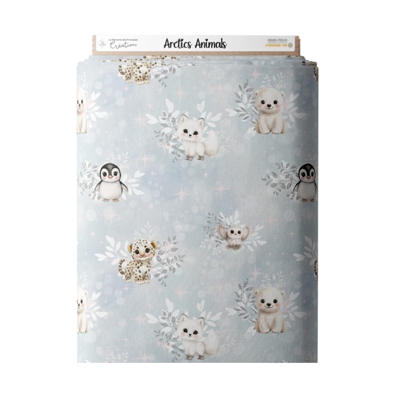 Tissu Arctics Animals motif animaux de la banquise enfant Oeko-Tex® Mercerie des Princesses