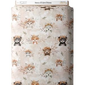 Tissu coton Animaux de la forêt d'automne enfant Oeko-Tex® Mercerie des Princesses