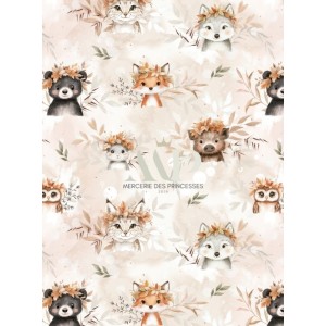  Tissu coton Animaux de la forêt d'automne enfant Oeko-Tex® Mercerie des Princesses