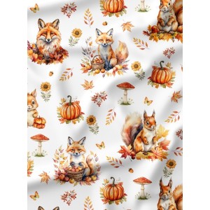  Tissu coton Renard et Ecureuil d'automne enfant Oeko-Tex® Mercerie des Princesses