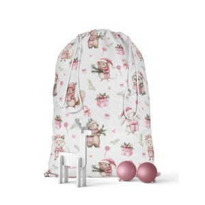  Tissu Christmas Pink motif animaux de la forêt enfant Oeko-Tex® Mercerie des Princesses