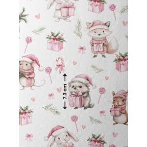  Tissu Christmas Pink motif animaux de la forêt enfant Oeko-Tex® Mercerie des Princesses