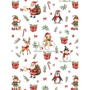  Tissu Christmas Red motif de noël enfant Oeko-Tex® Mercerie des Princesses