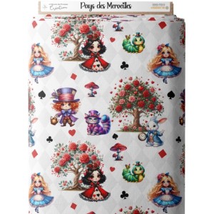 Tissu coton imprimé pour enfants Pays des Merveilles - Certifié Oeko-Tex® Mercerie des Princesses