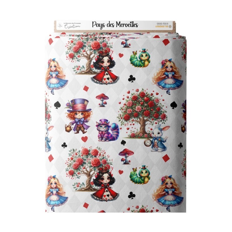 Tissu coton imprimé pour enfants Pays des Merveilles - Certifié Oeko-Tex® Mercerie des Princesses