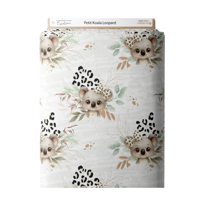 Tissu "Petit Koala Léopard" Oeko-Tex® Mercerie des Princesses