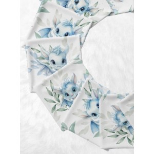 Panneau Lingettes tissu Dragon Bleu et vert– 10 lingettes lavables réutilisables bébé – coton Oeko-Tex couture facile