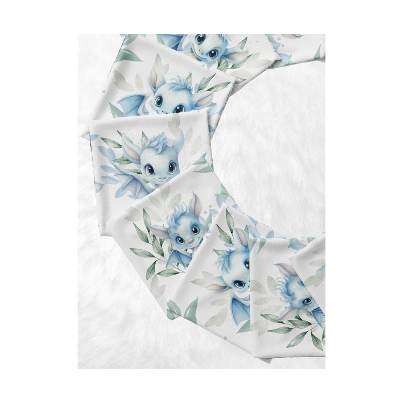 Panneau Lingettes tissu Dragon Bleu et vert– 10 lingettes lavables réutilisables bébé – coton Oeko-Tex couture facile