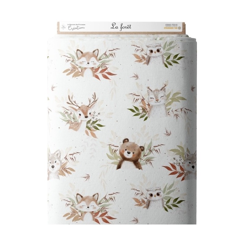 Tissu coton La Forêt – Motif aquarelle renard