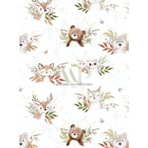  Tissu coton La Forêt – Motif aquarelle renard