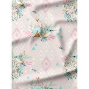  Tissu Petit Colibri Boho– Motif Aquarelle Colibri – Tissu coton Oeko-Tex bébé et enfant Mercerie des Princesses