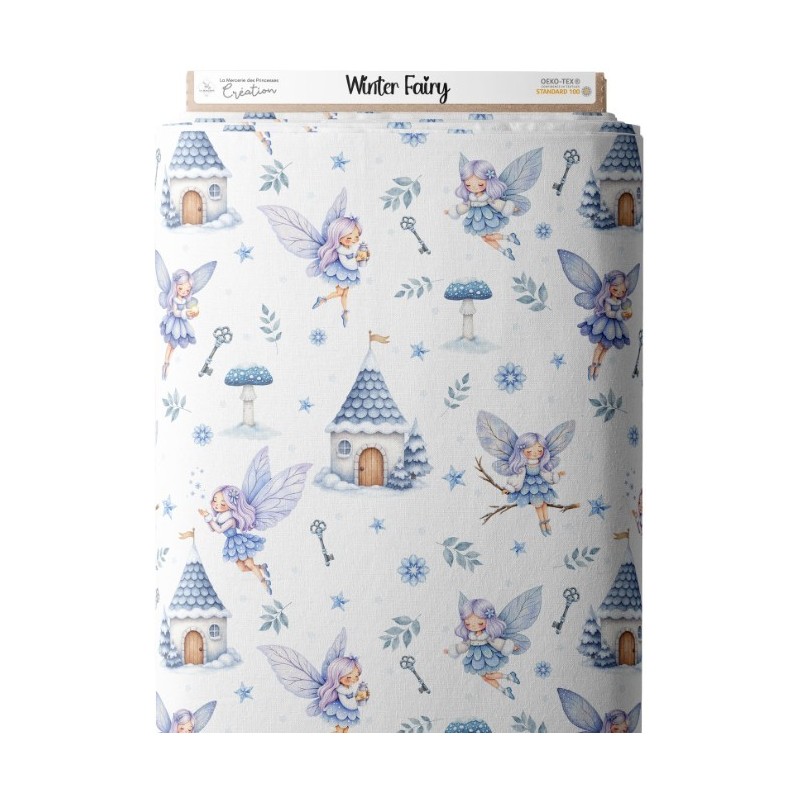 Tissu coton imprimé pour enfants Winter Fairy - Certifié Oeko-Tex® Mercerie des Princesses