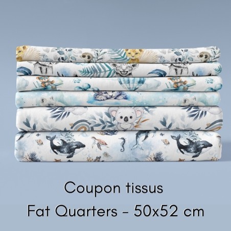 Coupons de tissu Bleus Fat Quarters Coton Oeko-Tex