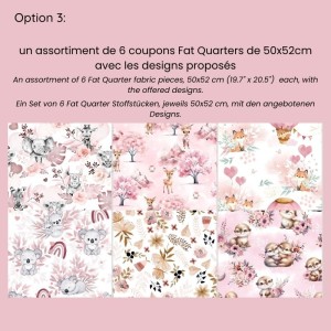  Coupons de tissu Rose Fat Quarters Coton Oeko-Tex