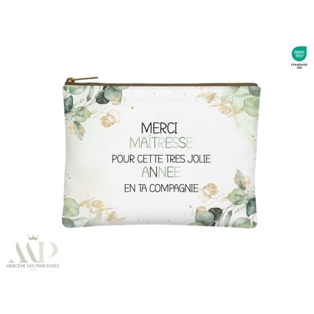 Kit création couture pochette et lingettes – Merci Maîtresse Eucalyptus – Oeko-Tex idée cadeau fin d’année scolaire Mercerie des