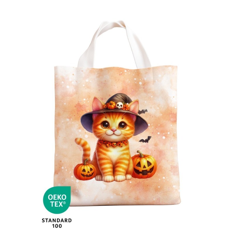 Panneau Sac à Bonbon Chaton D'halloween Oeko-Tex® Mercerie des Princesses