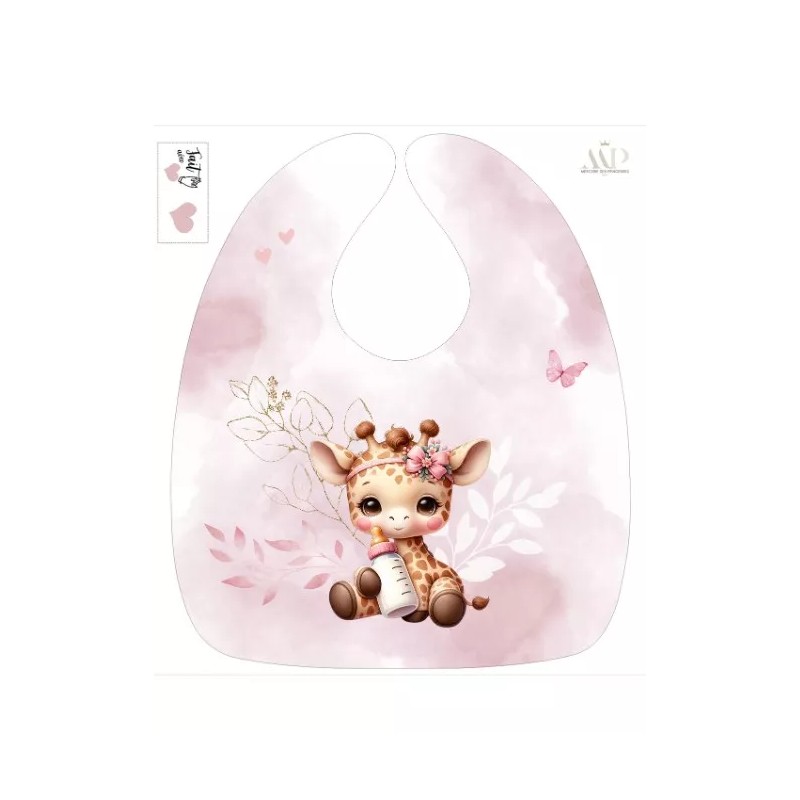 Coupon Bavoir Girafe Rose – Bébé 3-12 mois – Coton Oeko-Tex® à coudre soi-même