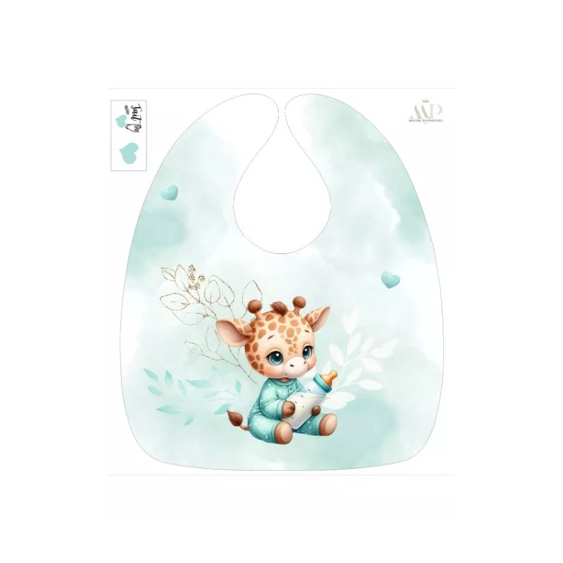Coupon Bavoir Girafe Vert d’Eau – Bébé 3-12 mois – Coton Oeko-Tex® à coudre soi-même